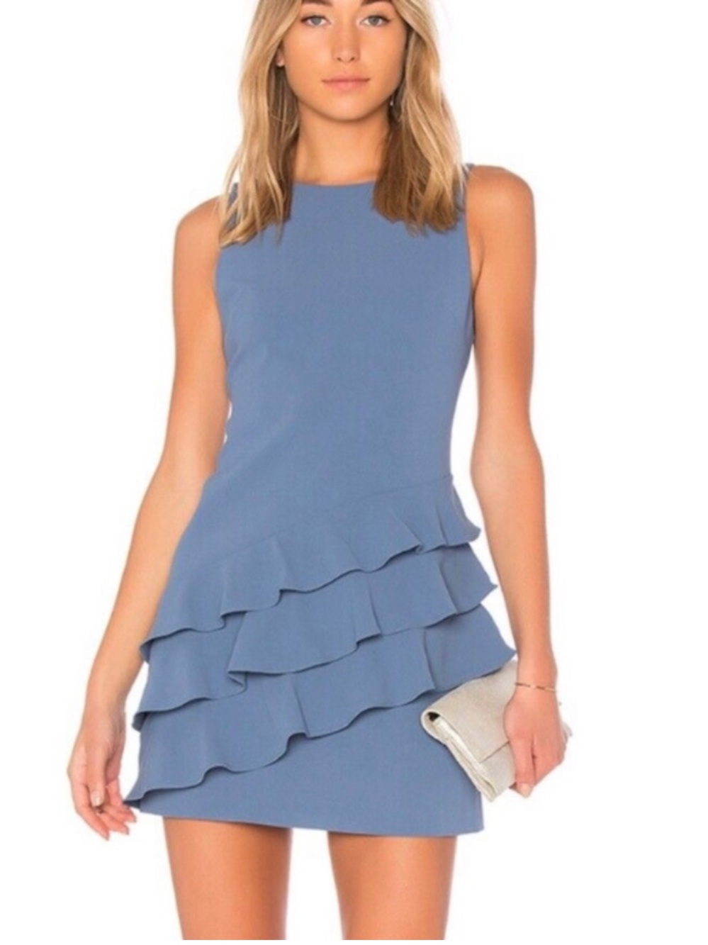 ALICE + OLIVIA Clive Blue Ruffle Mini Dress New With Tags Size 4 Revolve
